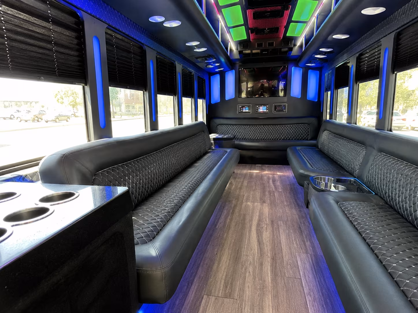 santa fe 15 passenger party bus inside