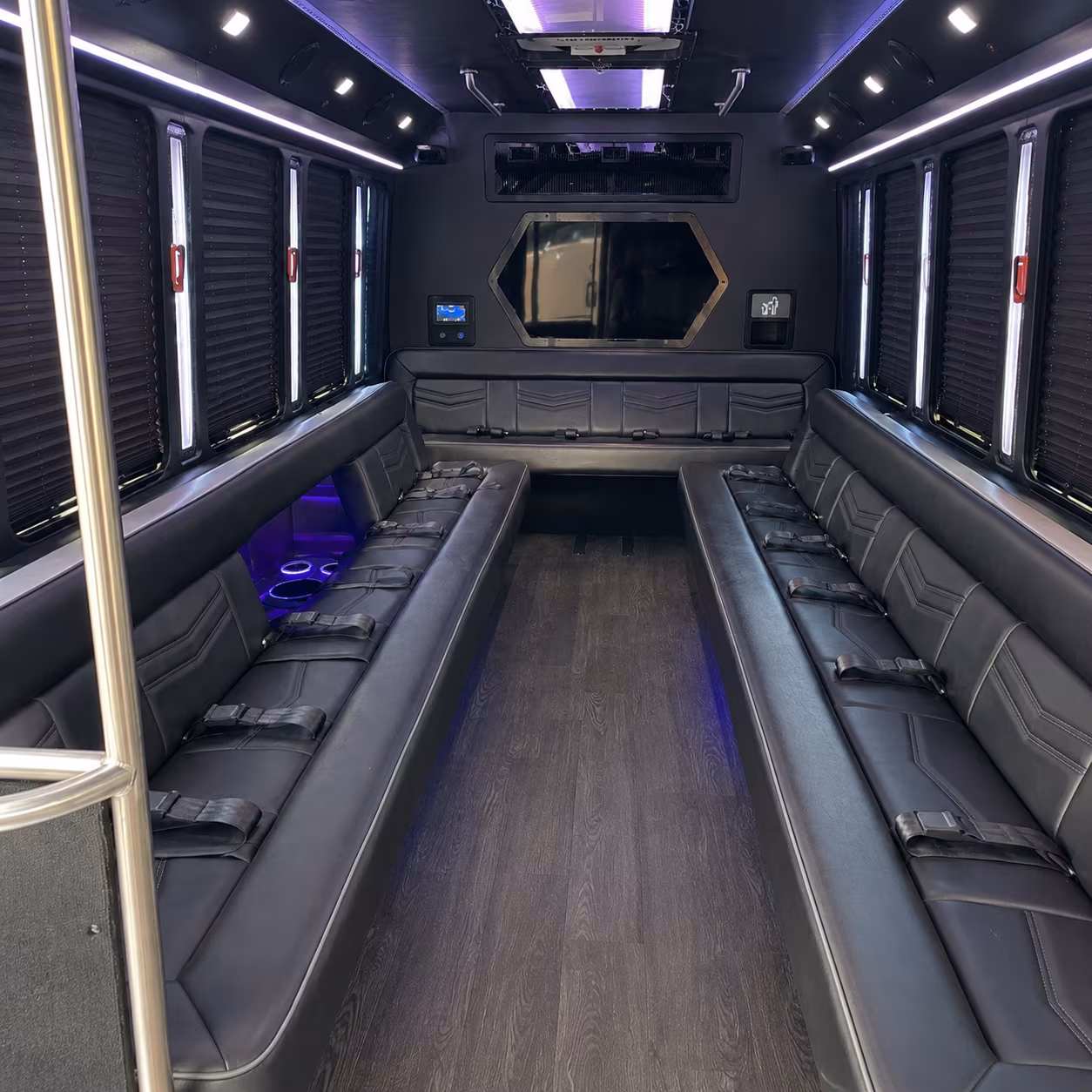 santa fe 18 passenger party bus interior