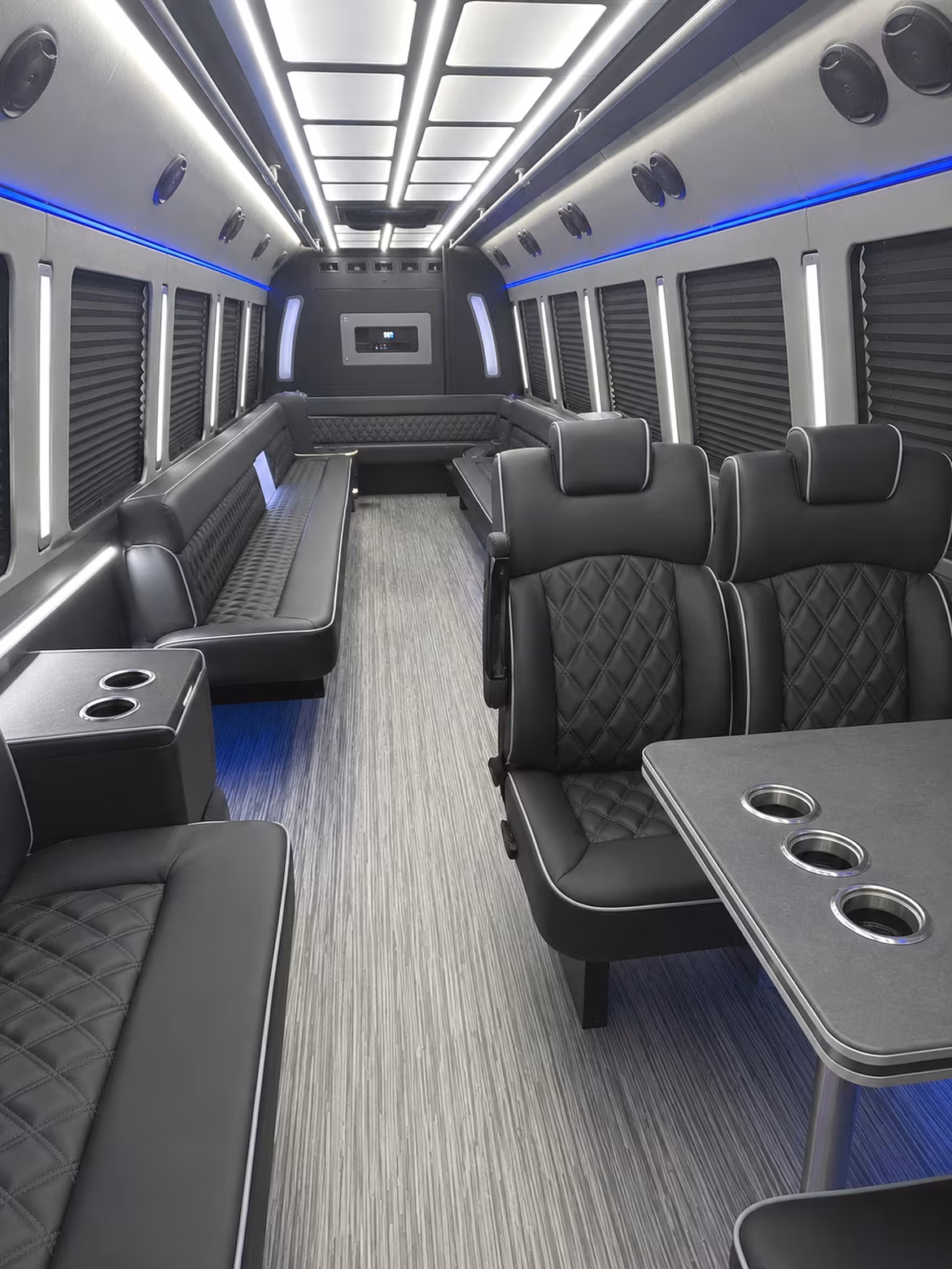 santa fe 25 passenger party bus inside