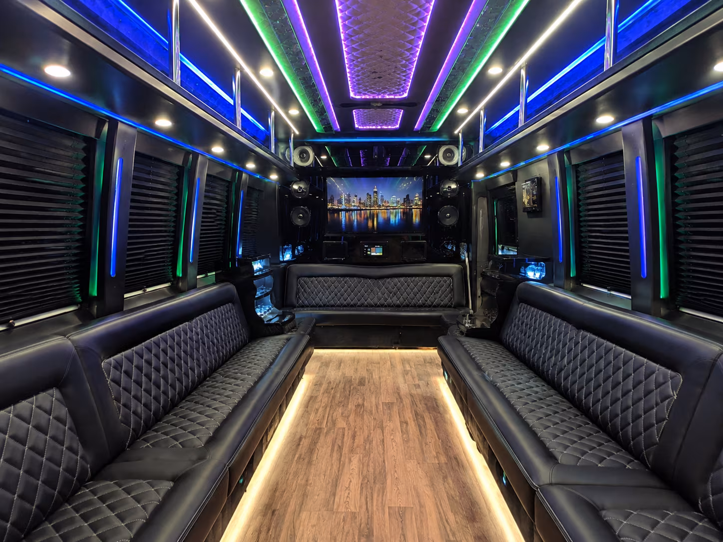 santa fe 25 passenger party bus interior