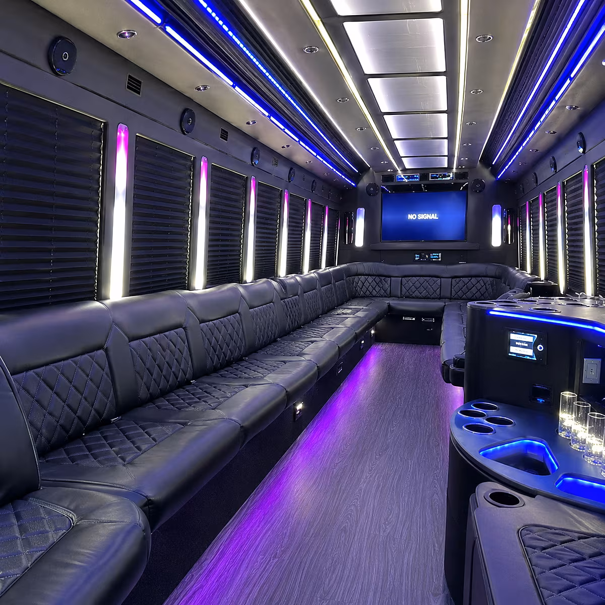 santa fe 30 passenger party bus inside