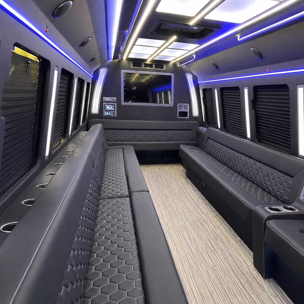 santa fe 40 passenger party bus inside