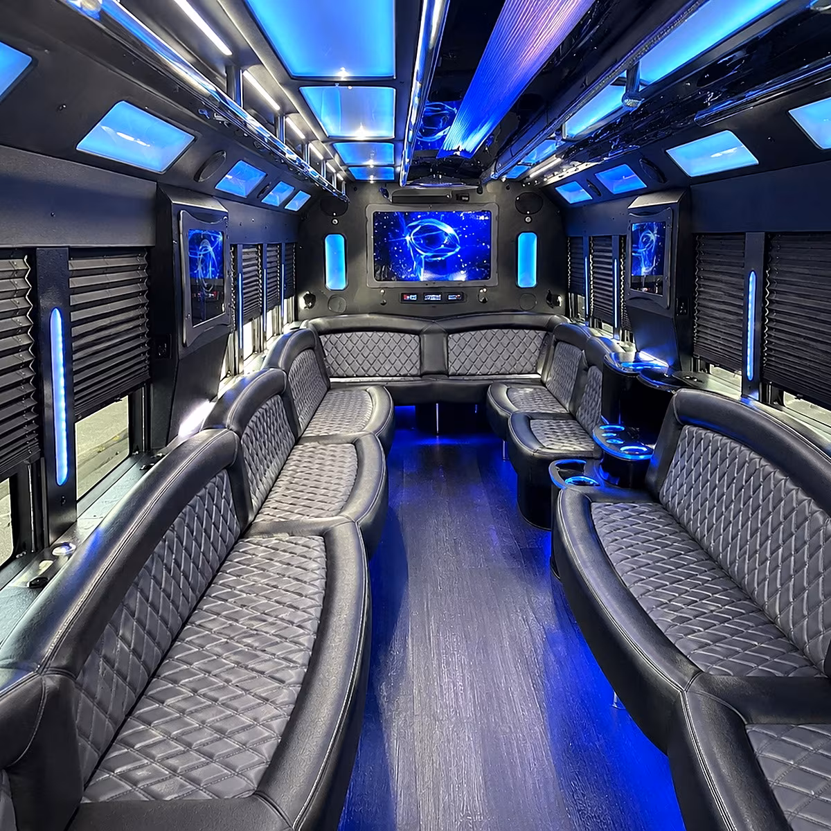 santa fe 50 passenger party bus interior